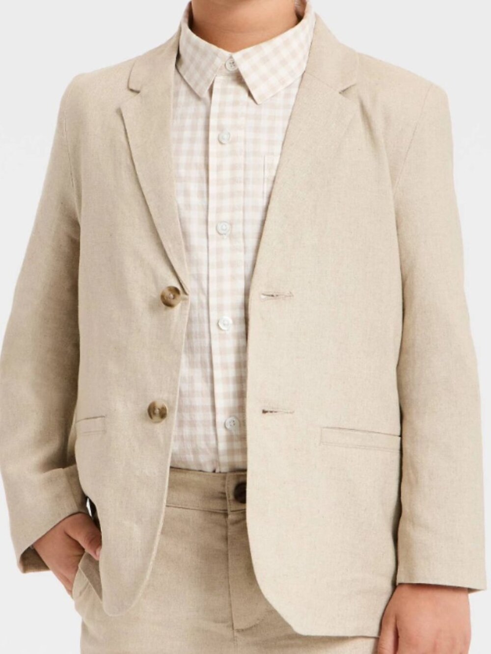 NEW Cat & Jack Boys' Linen Suit Beige Size 7 Jacket